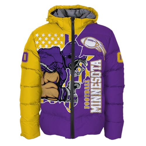 Minnesota Men Football Custom Puffer Coat Add Any Name...