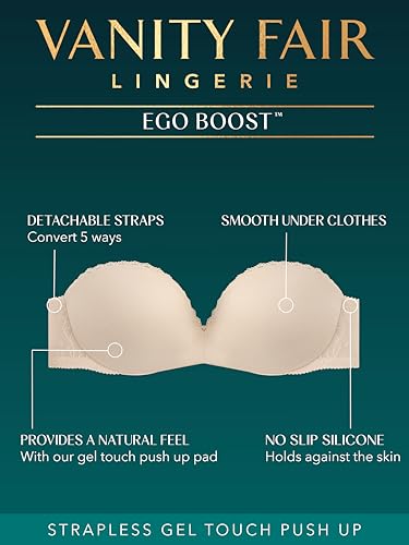 Vanity Fair Women's Gel Touch Strapless Push Up Bra 2111121, Barely Beige, 34B - image 2