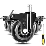 AGPtEK Office Chair Casters with Brake Heavy Duty 2.5" Compatible with IKEA Chairs ONLY with Screwdriver, Office Chair Wheels 3/8" /10mm for Hardwood Floors Mat Carpet Tile, Set of 5