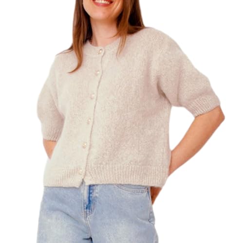 Image of Women Knitted Crop Cardigan Blouse Short Sleeve Button Down Sweater Shirt Y2k Open Front Cardigan Top Streetwear