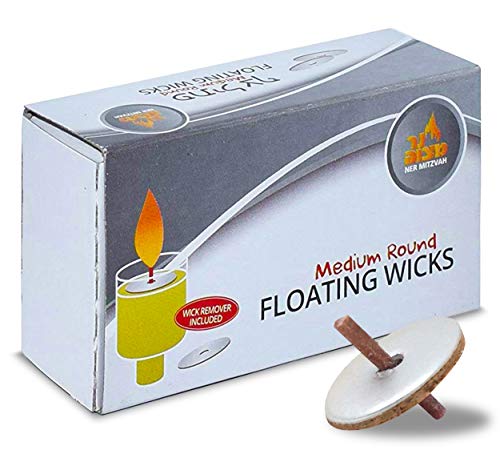 Ner Mitzvah Round Floating Wicks – 50 Count (Approx.), Medium