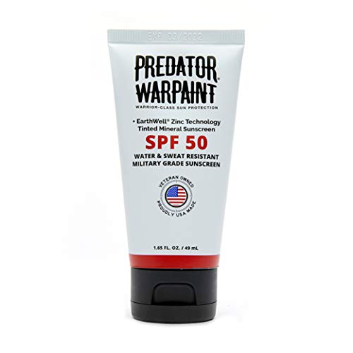 Predator Warpaint Tinted Mineral Sunscreen 1.65oz | Zinc Oxide, Reef Safe, Water Resistant, Broad Spectrum, Daily Use, Safe for Sensitive Skin