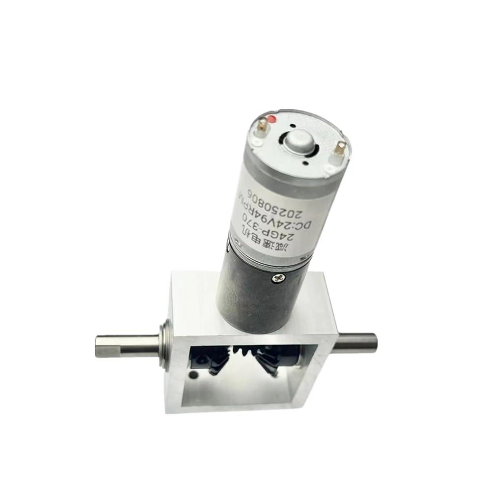 24V Gleichstrom-Planetengetriebemotor mit rechtwinkligem Kegelradgetriebe – Doppelausgangswelle, Drehrichtungsumkehr, 1 Eingang, 2 Ausgänge