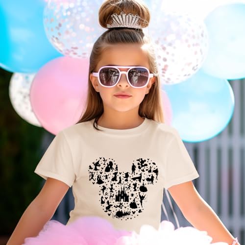 Image of Castle Fairy Shirt for Girls Cute Graphic Tee Kids Toddler Holiday Vacation T Shirts Trip Short Sleeves Summer Tops