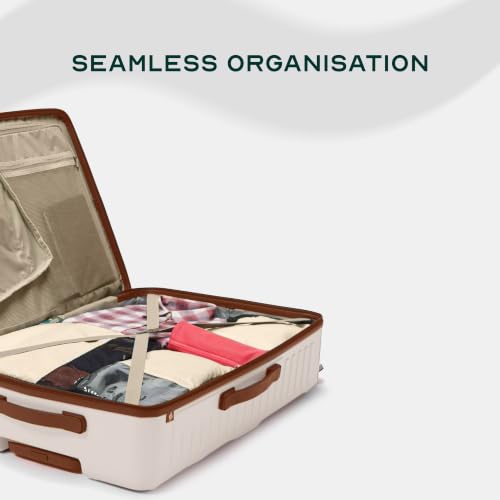 Image of Assembly Stark 28 Inch Large Check-in Trolley Bag Hard Shell Polycarbonate Suitcase with TSA Lock 8 Spinner Wheels Moon White