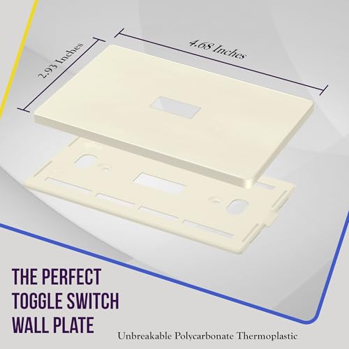 Image of ENERLITES Screwless Toggle Switch Wall Plate, Child Safe Light Switch Cover, Standard Size 1-Gang 4.68 inch x 2.93 inch, Unbreakable Polycarbonate Thermoplastic, UL Listed, SI8811-LA5P, Light Almond, 5 Pack