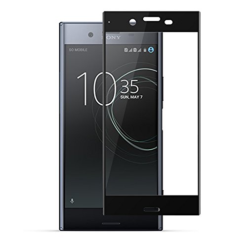 xperia xz Premium ガラスフィルム,I-Enjoy 最新版 全面 3d炭素繊維 極薄 0.15mm 旭硝子製 フィルム 二色選択可能【ブラック】