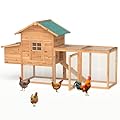 GOJOOASIS Wooden Chicken Coop for 2-5 Chickens Outdoor Wooden Hen House Poultry Pet Hutch for Backyard Outdoor w/Tray Run Cage & Nesting Box(A)