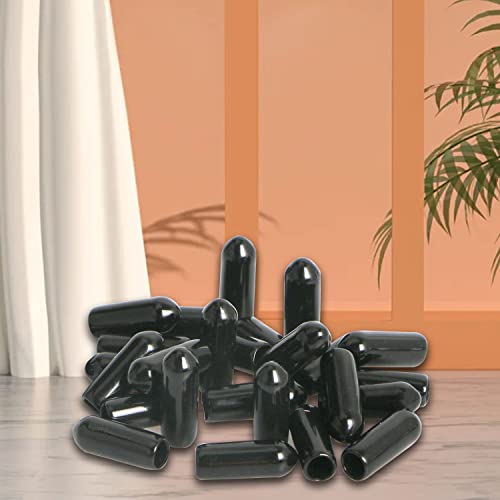 Image of 50PCS ID2.5mm(7 /64 inch) Black PVC Rubber End Caps, Vinyl Flexible End Caps, Round Pipe End Caps, Bolt Thread Protector Safety Caps