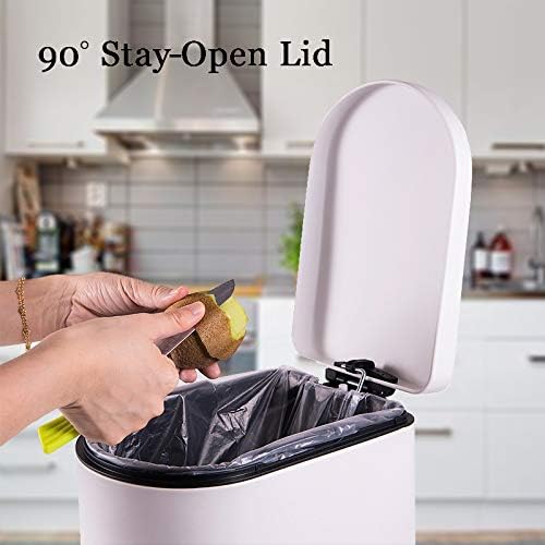 Miniatura 3 de Basurero delgado y pequeño con tapa, cierre suave y extraíble, cubo de basura rectangular estrecho para baño, dormitorio, oficina, acabado mate