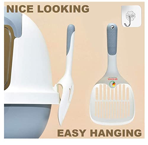 Image of QUALIALL Cat Kitty Litter Box Poop Pooper Scoop Scooper for Cat Litter Box with Holder Large Light Fast Comfortable Sturdy Durable 1+2+1pcs White