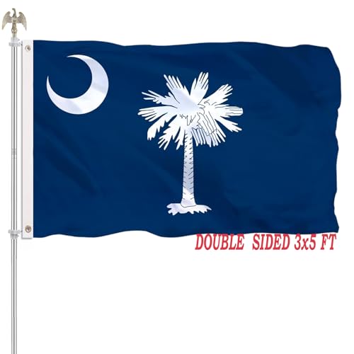 South Carolina State Flag 3x5 Double Sided SC State Flags Heavy Duty 100% Polyester with 2 Brass Grommets for Outdoor Indoor Wall