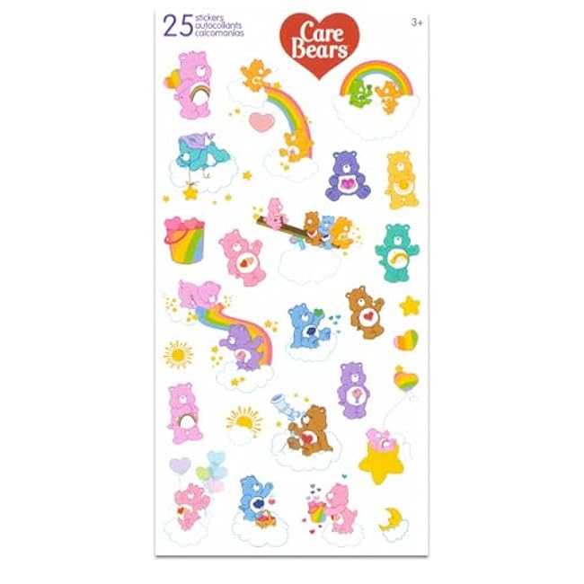 Care Bears Love-a-Lot Bear Plushie Set - Bundle with 17 Plush Doll with Carrying Straps Plus Stickers, More | Care Bears Stuffed Animal for Kids