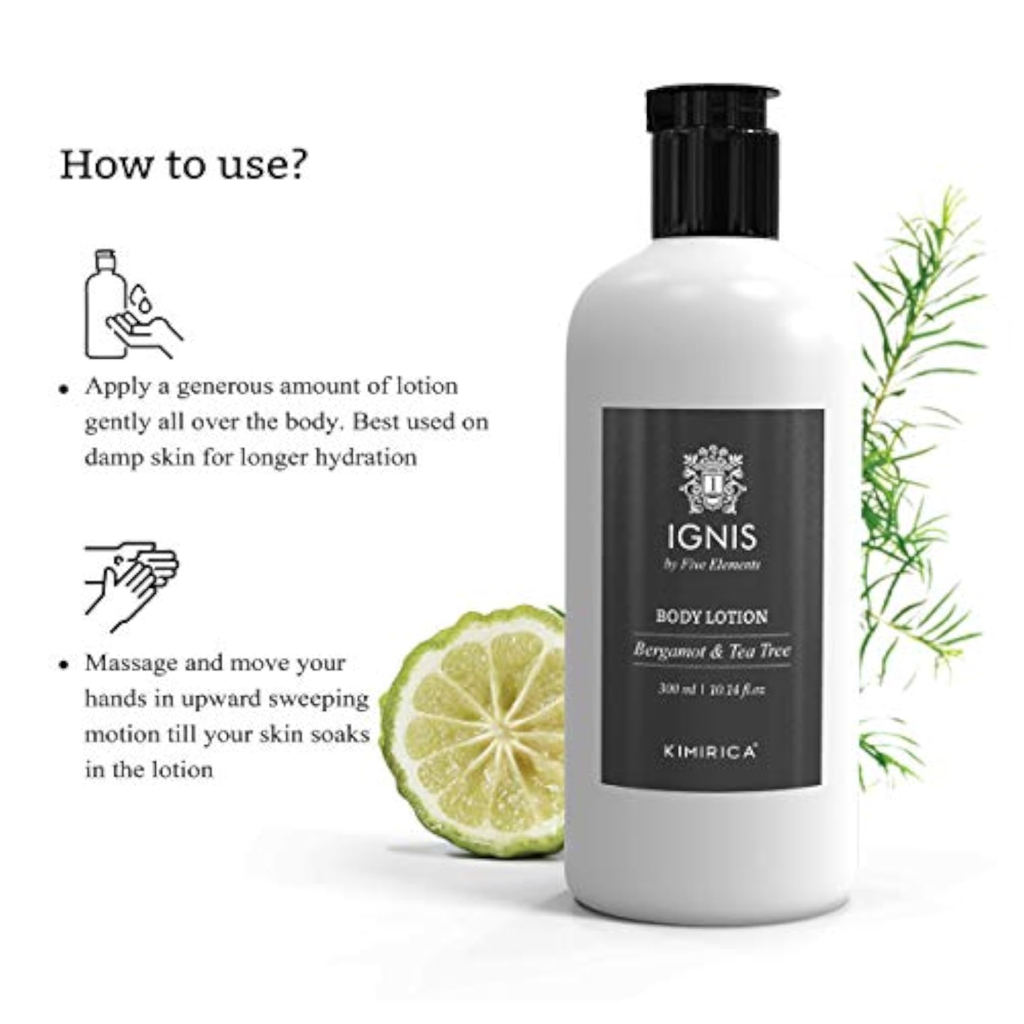 Kimirica Ignis Body Lotion, Bergamot & Tea Tree Extract