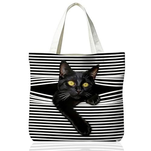 Komergave Sac à main en tissu pour femme - Motif chat - Cadeau pour maman, petite amie, amoureux des chats