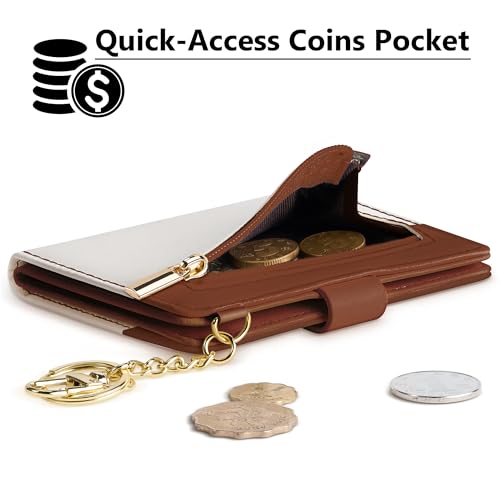Image of Airkit Small Wallet Women RFID, PU Leather Card Holder with Keychain | Slim Compact Zipper Coin Purse for Ladies, Travel Holiday Gifts for Mom, Cute Mini Bifold Wallets