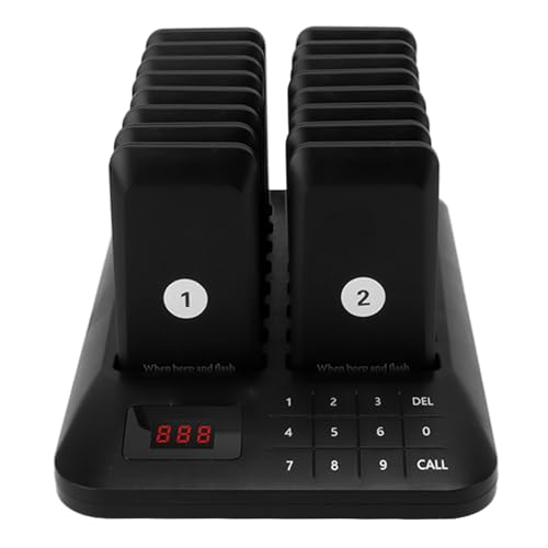 aqxreight Restaurant Pager System Buzzers, Call Button System with 800m Range, ABS Design, for 16 Devices, Easy to Operate (US Plug)