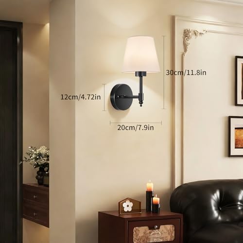 Image of Battery Operated Wall Sconces Set of Two, Rechargeable Wireless Wall Lights with RGB Dimmable Magnetic Bulb and Remote,15 Colors Options Wireless Wall Lamps for Bedroom Living Room Hallway -black