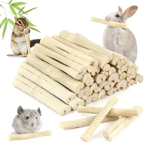 PEASUG 300g Sweet Bamboo Chew Sticks for Rabbits, Natural Bunny Chinchilla Chew Sticks Toys, Small Animal Teeth Grinding Toys and Molar Treats for Chinchilla, Guinea Pigs, Squirrel, Hamster