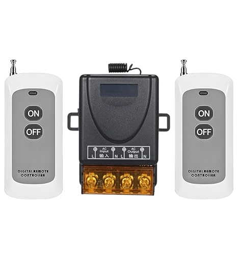 Image of Roboway 433MHz RF Wireless Switch | 1 Channel AC 85-220V Receiver with EV1527 2-Button Remote | Long Range Wireless Light & Fan Control Relay Module | Home Automation Kit (2 Remote and 1 Receiver)