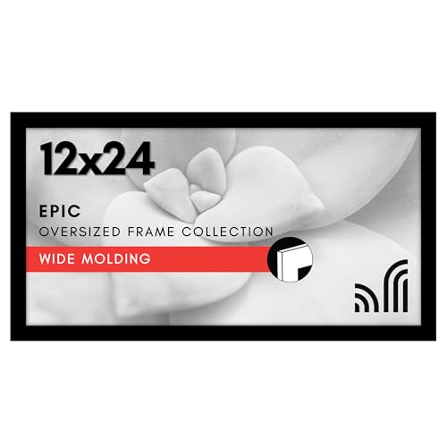 Americanflat 12x24 Picture Frame with Polished Plexiglass - Black Picture Frame - Wide Photo Frames Made of Engineered Wood for Vertical or Horizontal Wall Display - Epic Collection - Black