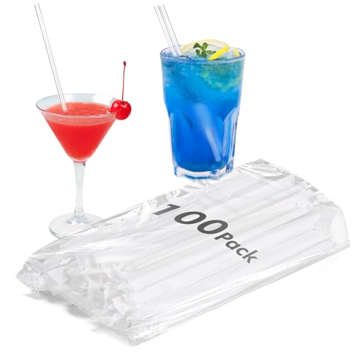 Minimal Store 100 PCS Clear Plastic Drinking Straws Individually Wrapped | 10.23