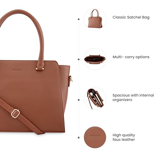 Image of Fastrack Solid Classic Satchel Bag for Women, Girls and Ladies | Made up of Premium Faux Leather | Fits Upto 11 inch iPad or Tablet