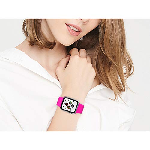 QIENGO 4 Pack Sport Bands Compatible with Apple Watch 38mm 40mm, Soft Silicone Replacement Strap Compatible with iWatch Series 6/5/4/3/2/1 SE, S/M,Yellow/Cactus/Pink/Rose