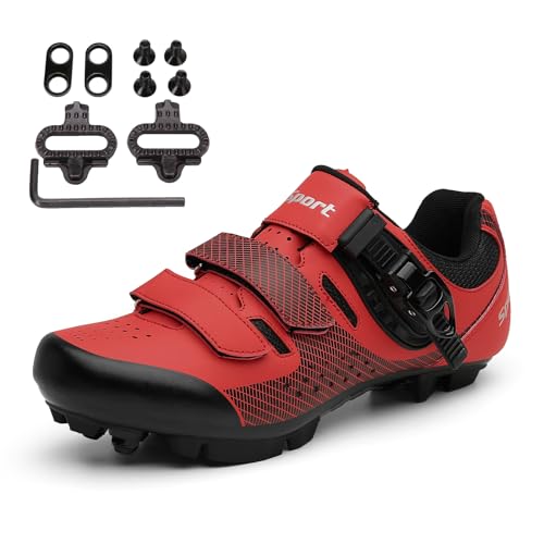 JiuQing Mountain Bike Shoes Men Compatible with 2-Bolts SPD Cleats MTB Shoes Outdoor Cycling Shoes2
