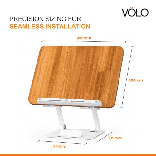 Image of VOLO Book Stand Holder - Portable Adjustable & Foldable Book Holder for Desk, Cookbook, Recipe Book, Textbook & Music Reading Stand (Wooden)