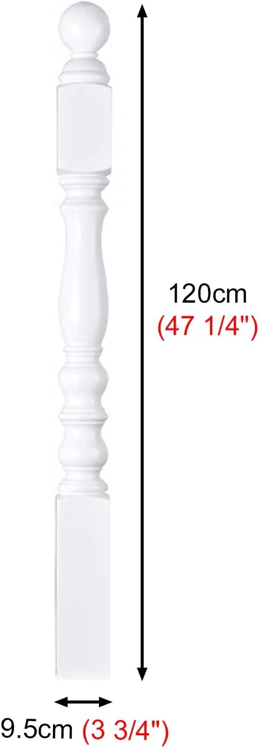 Indoor Stair Railing Newel Post, Wooden Balusters for Staircase, Elegant Rustic Stair Handrail Box White, Large Staircase Newel Posts(1 PC)