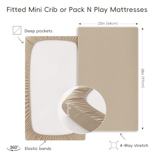 Image of david's kids 3 Pack Mini Crib Sheets, Soft Breathable Premium Pack N Play Sheets for Baby Boys Girls Neutral, Playard and Mini Crib Mattresses, Woodland Animals