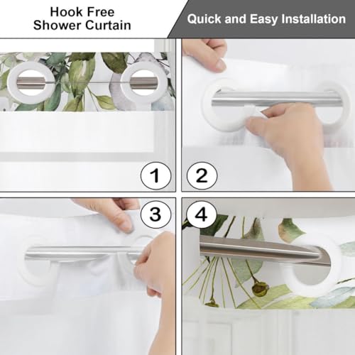 Yostev No Hook Floral Shower Curtain With Snap-In Fabric Liner Set For Bathroom thumb #1