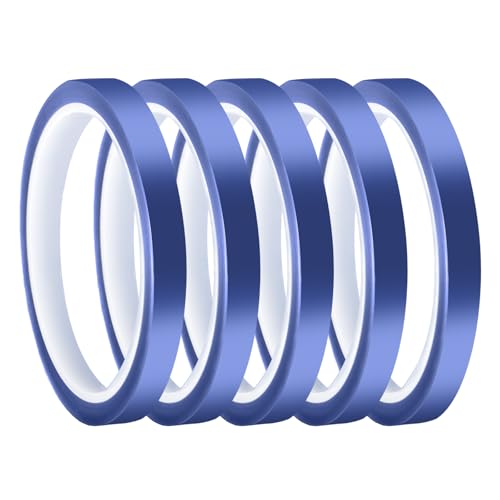 BEASAFY 5 rollos de cinta adhesiva de 10 mm x 33 m, cinta adhesiva de sublimación azul a alta temperatura, pasta fuerte,...
