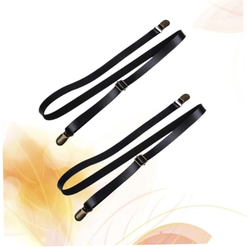 2Pcs Adjustable Elastic Braces for Non Slip PU Leather Pants Straps Comfortable Hanging Neck Trousers Suspenders Durable Stylish Design3