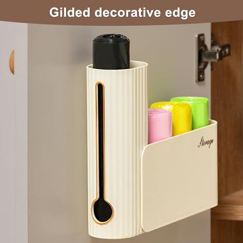 xiruiubao Müllsack Organisator Wand, Faltbar Müllsack Spender für Schränke, Wandmontierter Spender für Plastiktüten, Abfallsack und Frischhaltefolie für Bad & Küche (Milchig Weiß)