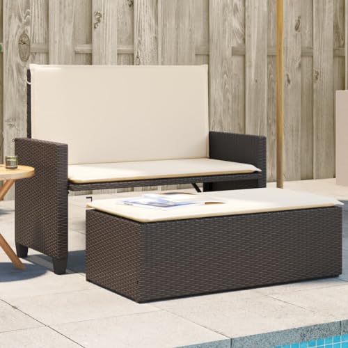 Keyroto Rattan-Lounge 2-Sitzer,Gartensofa mit Bettfunktion,inkl....