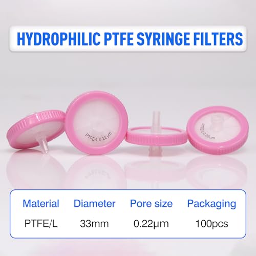 Image of Syringe Filters Hydrophilic PTFE 33 mm 0.22 um,100pcs