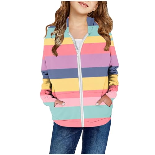 Cute Zip Up Hoodies for Girls Boys Toddler Tween Kids Hooded Sweatshirts Color Block Casual Lightweight Track Jacket