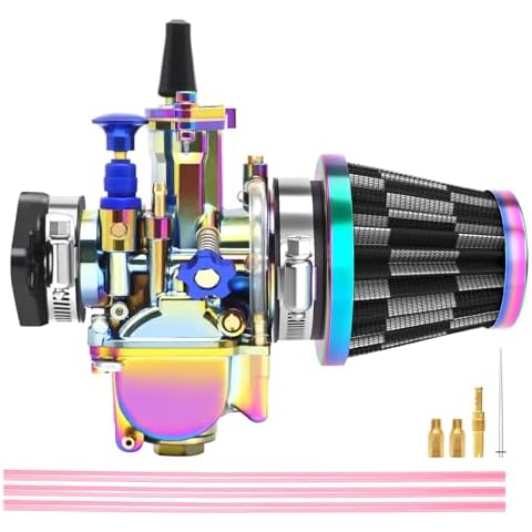 P-W-K 28mm Carburetor Kit with Air Filter Intake Manifold Carb Jets Universal Suitable for 2t/4t Dirt Bike Motocross Motorcycle Scooter ATV Quad Go Kart Cover