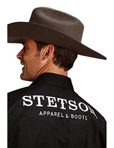 Stetson Men's White Solid Logo Long Sleeve Western Shirt - 11-001-0489-00252