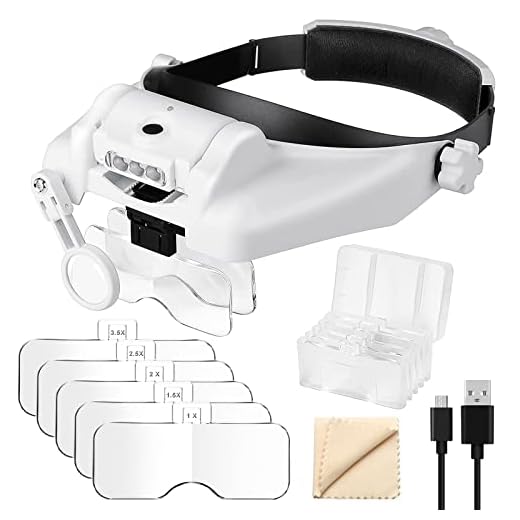 1X to 14X Headband Magnifier with LED Light, Handsfree Head Mount Magnifying Glass Visor Headset Loupe Tools for Professional Jewelry Close Work Sewing Crafts Reading Repair