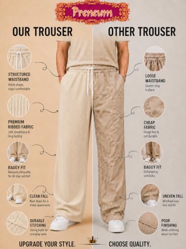 Image of Preneum Men Mid Rise Poly Cotton Loose Fit Trouser || Korean Style Travel & Lounge Wear with Pockets (Available in Plus Size) (Combo Pack of 3)