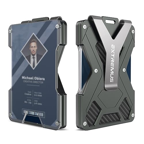 Extremus ID Wallet, Slim Tactical Wallet with Money Clip and Credit Card Holder, Minimalist Front Pocket Wallet for Men, Rfid Blocking Wallet, Holds 24 Cards Plus Cash, Green