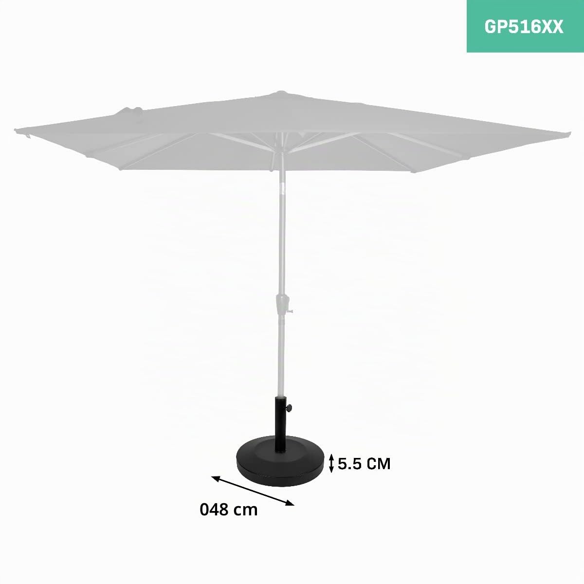 VONROC Pied de Parasol Rond Ø48cm Noir - Base Solide 25kg - Pied de Parasol en Béton et Acier en Poudre - pour Parasols Rosolina, Recanati, Rapallo & Torbole - Terrasse, Balcon, Jardin