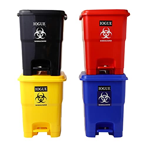 Image of Plastic Bio Medical Pedal Garbage Waste Dustbin 32 Litre (YELLOW + BLUE + BLACK + RED PACK OF 4)