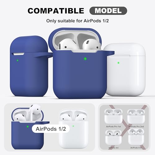 Image of AirPods Case Cover with Keychain, Full Protective Silicone AirPods Accessories Skin Cover for Women Girl with Apple AirPods Wireless Charging Case,Front LED Visible-Royal Blue