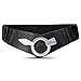 JasGood Damen Breiter Elastischer Taillengürtel, Mode Vintage Hüftgürtel mit Silberner Ring-Schließe, Schwarz,XL