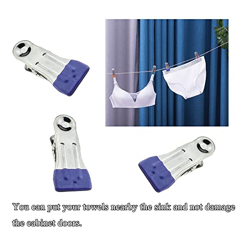 Image of Hahiyo Stainless Steel Clothespins Sock Clip Laundry 2.2inch Length with Spring Strong Grip Windproof Easy Pinch Hang Handy Save Space Not Damage Leave Pinch Mark for Clothesline Towel 5colors 15PCS