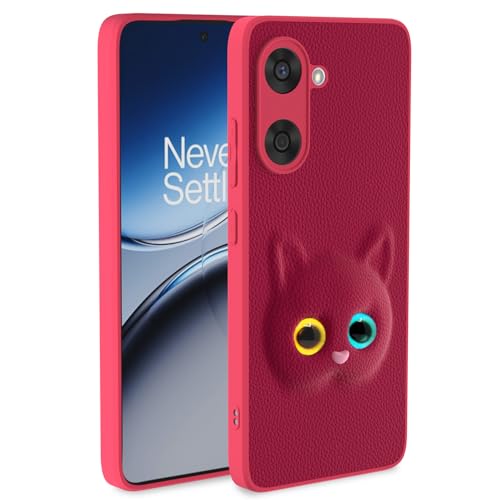 Image of Pikkme Back Cover for Oneplus Nord Ce 5 5G | Cute Cat Leather Finish for Girls | Soft TPU | Bumper Case (Pink)